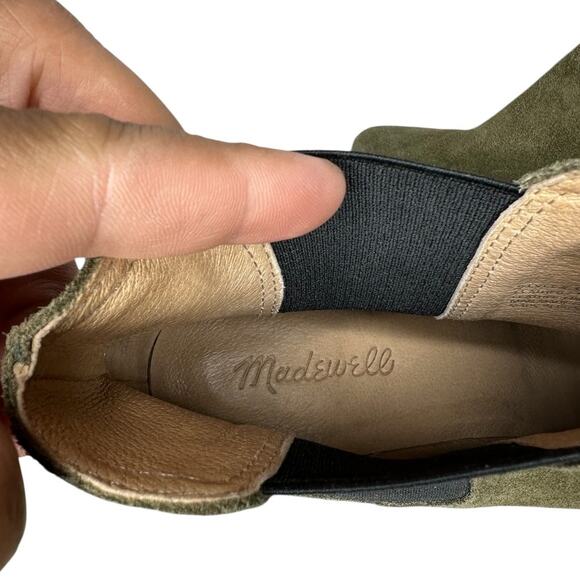 Madewell Chelsea Olive Green Suede Ankle Fall Booties Boots Block Heel Size 9.5 - Picture 7 of 11